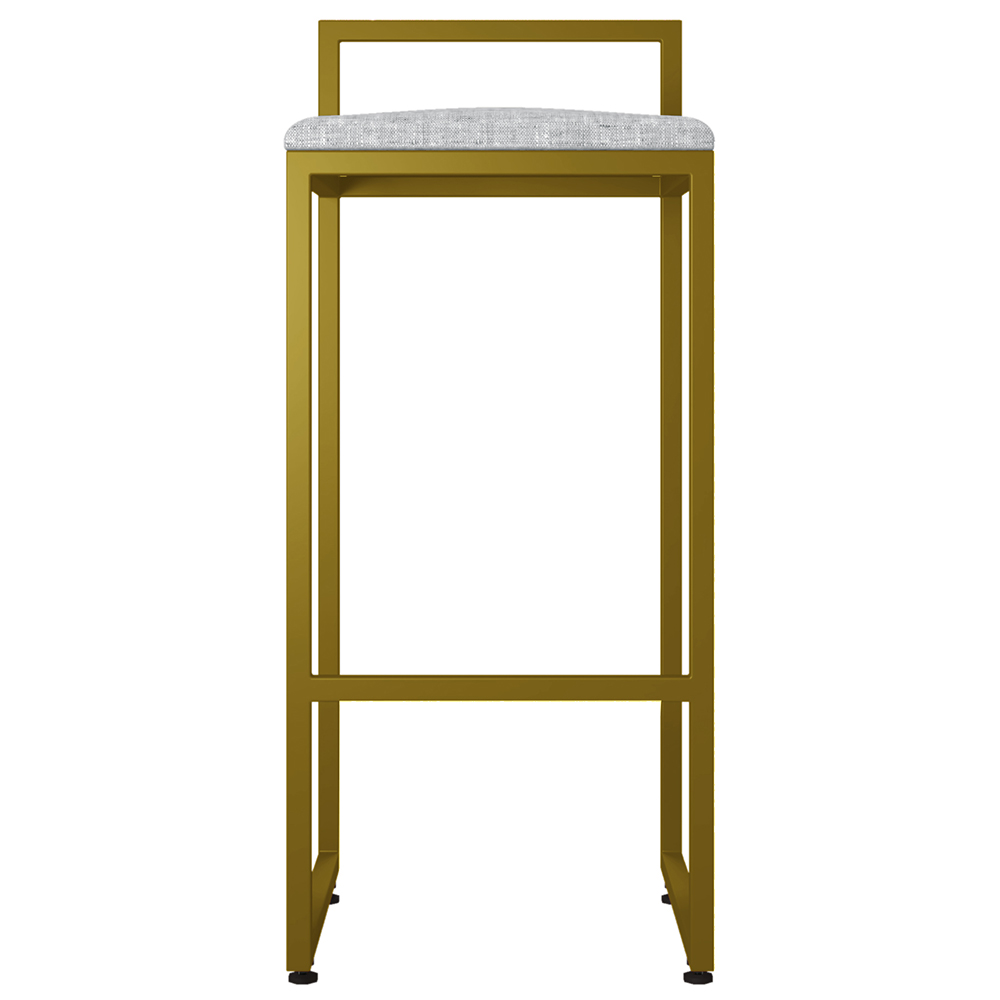 Kit 04 Banquetas Altas Para Cozinha Sala De Jantar Hanna L02 Dourado Linho Cinza - Lyam Decor