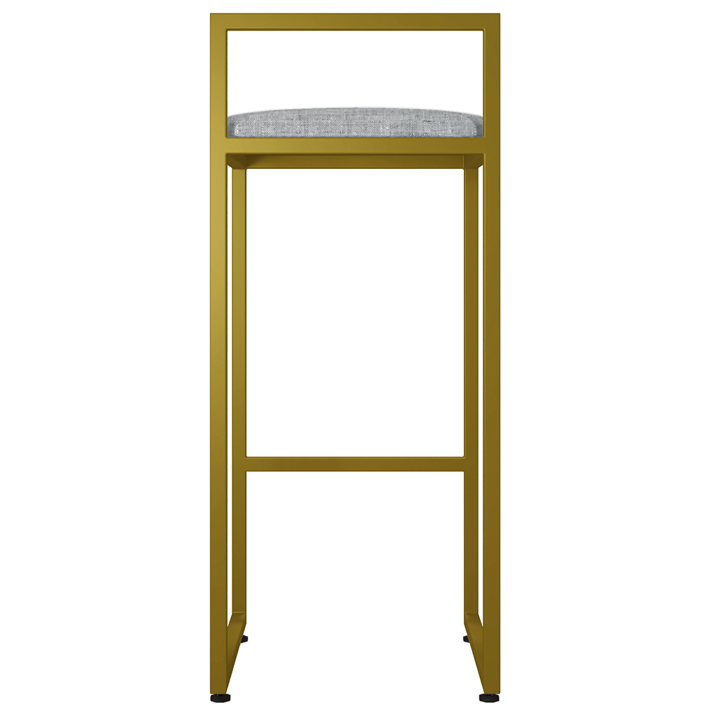 Kit 04 Banquetas Altas Para Cozinha Sala De Jantar Hanna L02 Dourado Linho Cinza - Lyam Decor