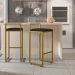 Kit 04 Banquetas Altas Para Cozinha Sala De Jantar Hanna L02 Dourado Suede Preto - Lyam Decor