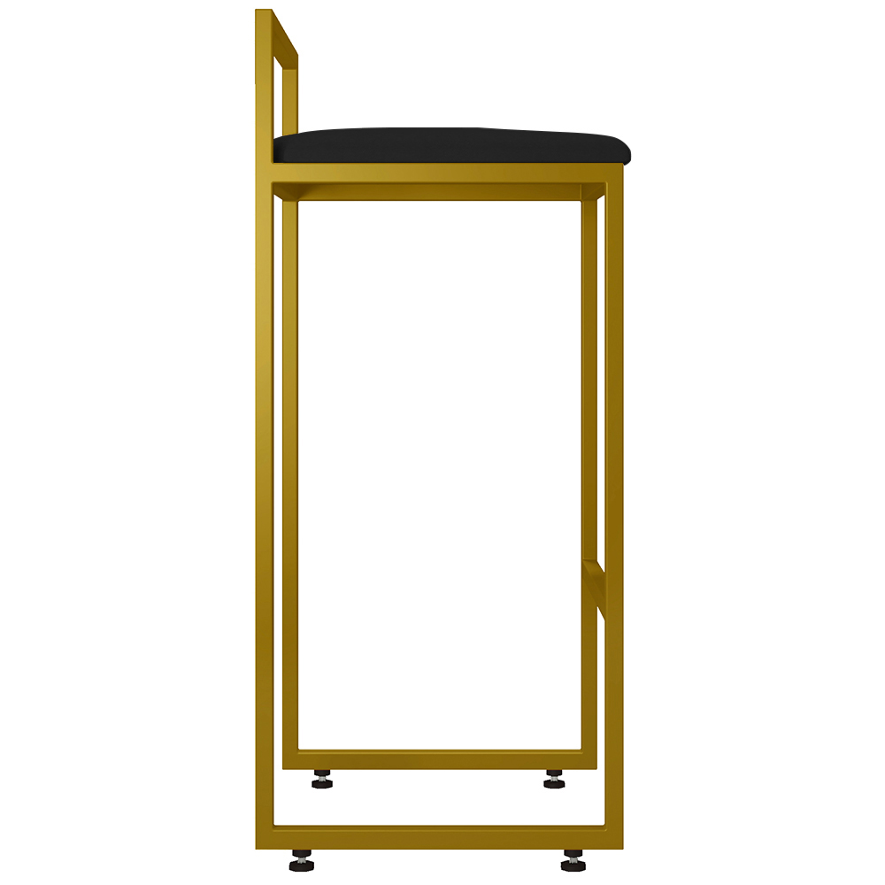 Kit 04 Banquetas Altas Para Cozinha Sala De Jantar Hanna L02 Dourado Suede Preto - Lyam Decor