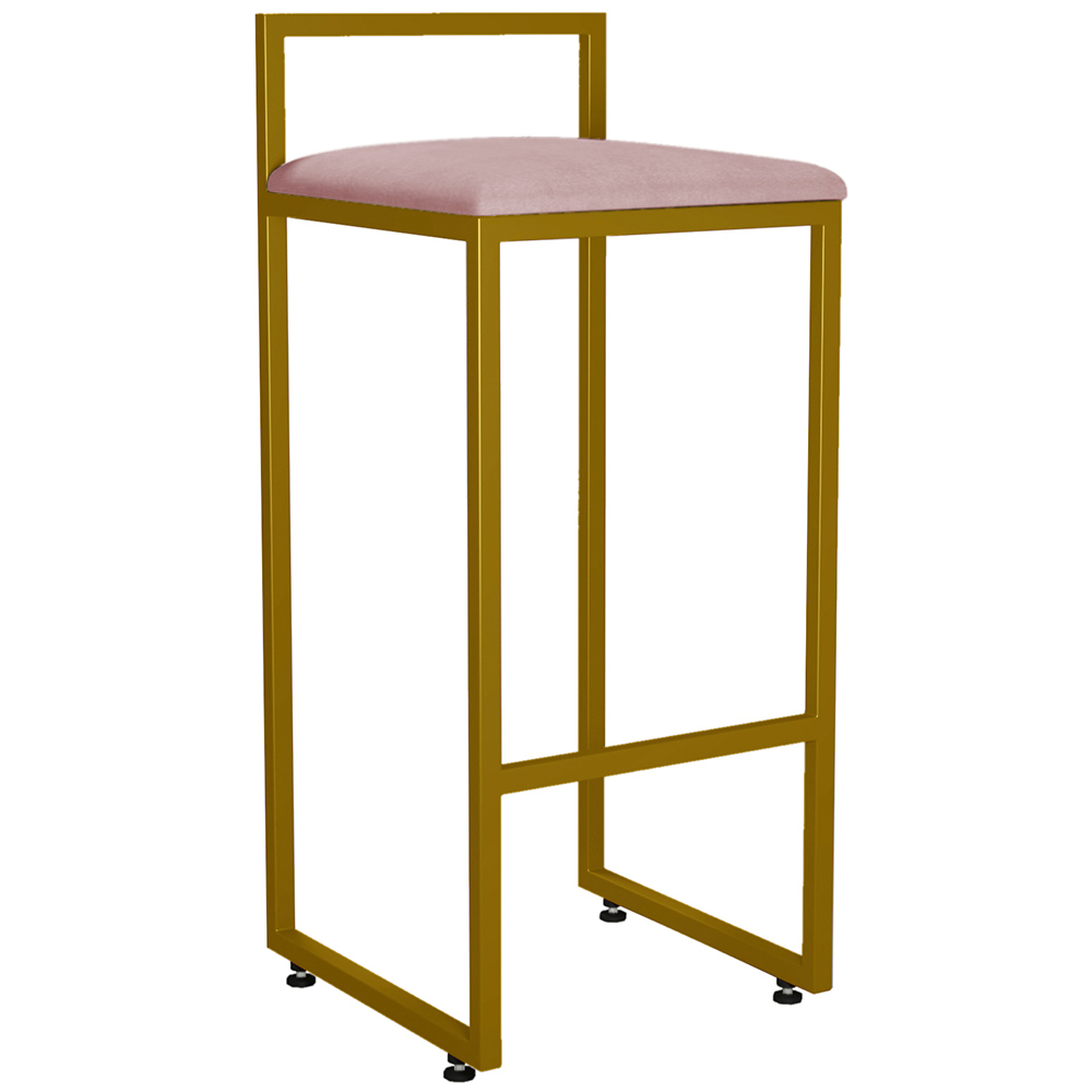 Kit 04 Banquetas Altas Para Cozinha Sala De Jantar Hanna L02 Dourado Suede Rosê - Lyam Decor