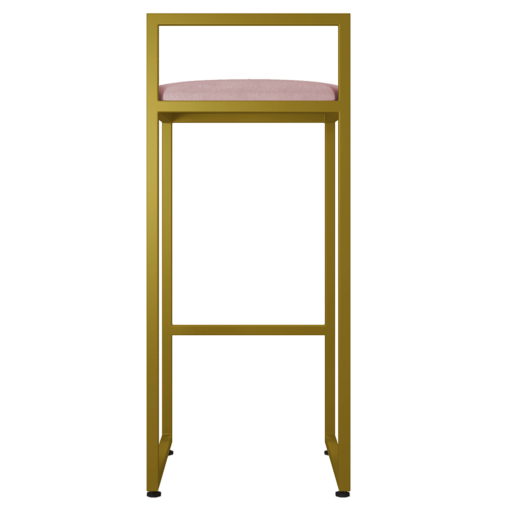 Kit 04 Banquetas Altas Para Cozinha Sala De Jantar Hanna L02 Dourado Suede Rosê - Lyam Decor