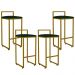Kit 04 Banquetas Altas Para Cozinha Sala De Jantar Hanna L02 Dourado Suede Verde Musgo - Lyam Decor