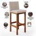 Kit 04 Banquetas Altas Para Cozinha Sala de Jantar Fixa Alya L02 Linho Bege - Lyam Decor