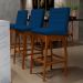 Kit 04 Banquetas Altas Para Cozinha Sala de Jantar Fixa Mila B04 Suede Azul Marinho - Lyam Decor