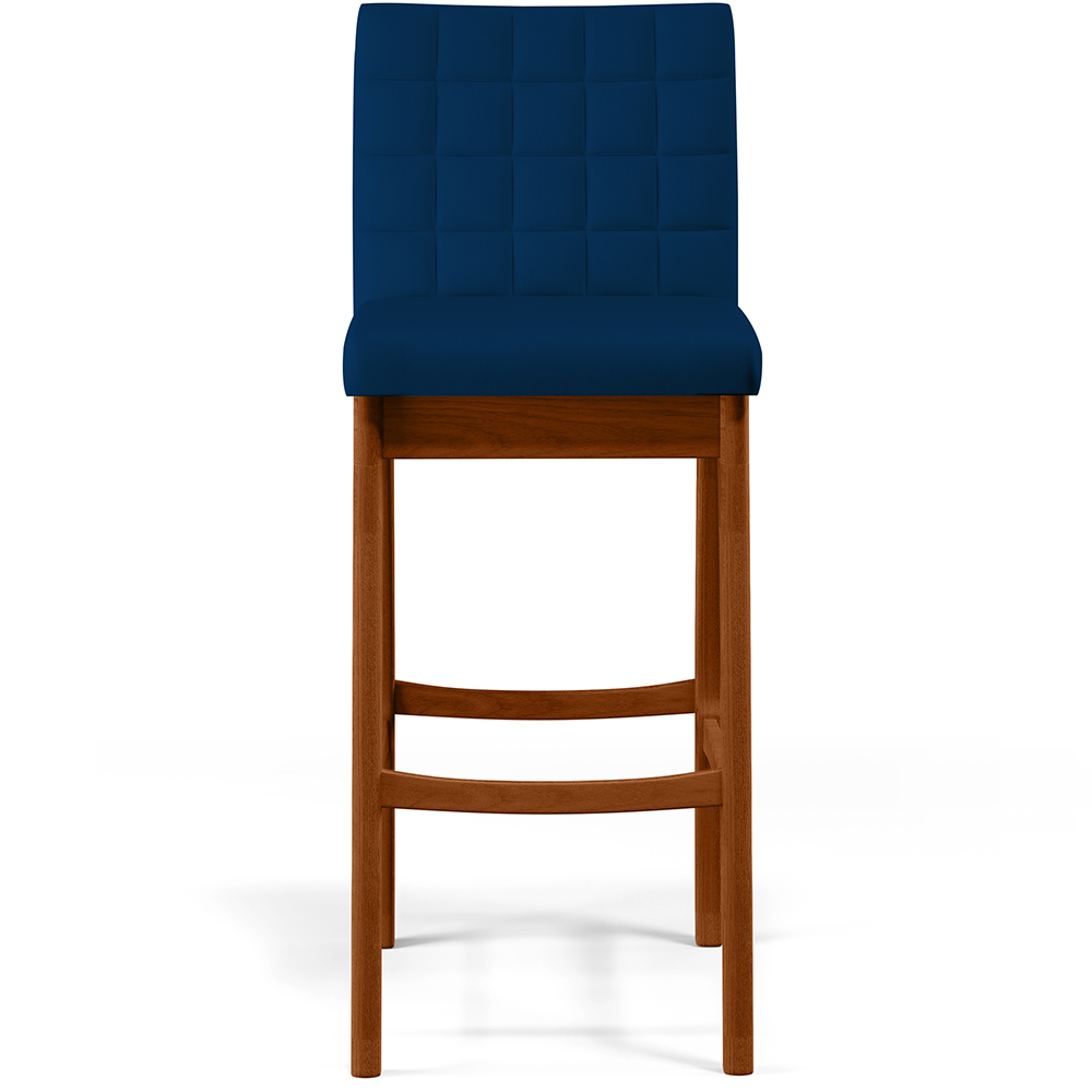 Kit 04 Banquetas Altas Para Cozinha Sala de Jantar Fixa Mila B04 Suede Azul Marinho - Lyam Decor