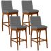 Kit 04 Banquetas Altas Para Cozinha Sala de Jantar Fixa Mila B04 Suede Cinza - Lyam Decor