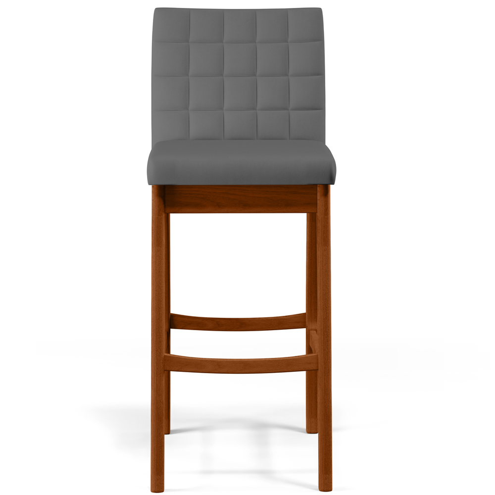 Kit 04 Banquetas Altas Para Cozinha Sala de Jantar Fixa Mila B04 Suede Cinza - Lyam Decor