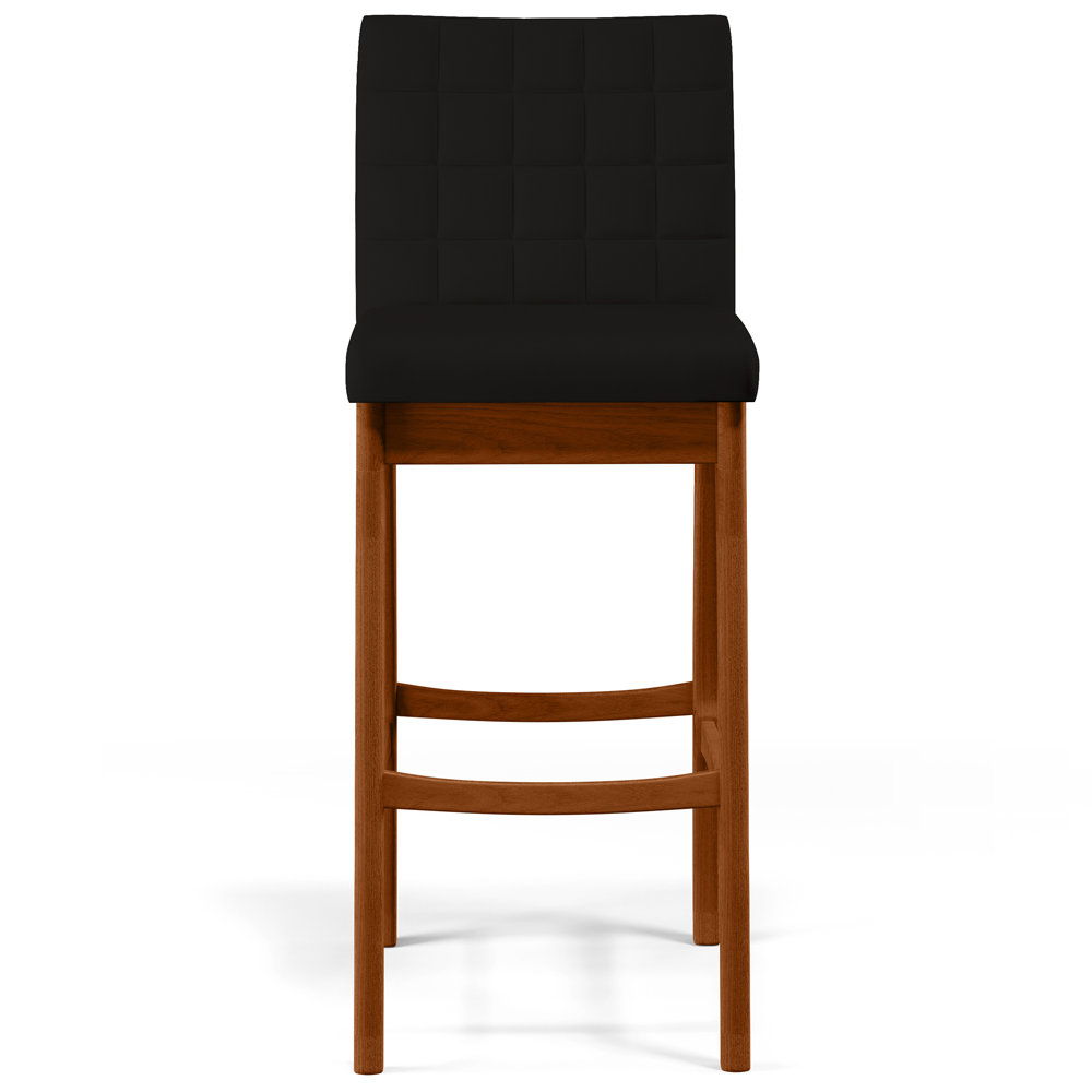 Kit 04 Banquetas Altas Para Cozinha Sala de Jantar Fixa Mila B04 Suede Preto - Lyam Decor