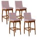 Kit 04 Banquetas Altas Para Cozinha Sala de Jantar Fixa Mila B04 Suede Rosê - Lyam Decor