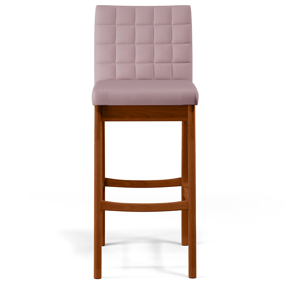Kit 04 Banquetas Altas Para Cozinha Sala de Jantar Fixa Mila B04 Suede Rosê - Lyam Decor