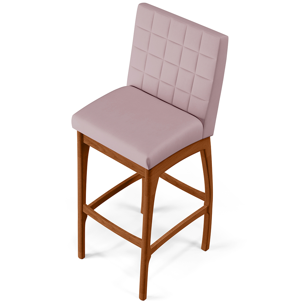 Kit 04 Banquetas Altas Para Cozinha Sala de Jantar Fixa Mila B04 Suede Rosê - Lyam Decor