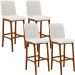 Kit 04 Banquetas Altas Para Cozinha Sala de Jantar Fixa Zoe B04 Bouclê Cru - Lyam Decor