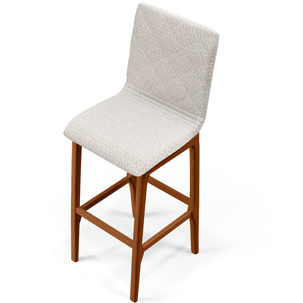 Kit 04 Banquetas Altas Para Cozinha Sala de Jantar Fixa Zoe B04 Bouclê Cru - Lyam Decor