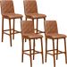 Kit 04 Banquetas Altas Para Cozinha Sala de Jantar Fixa Zoe B04 Couríssimo Camel - Lyam Decor