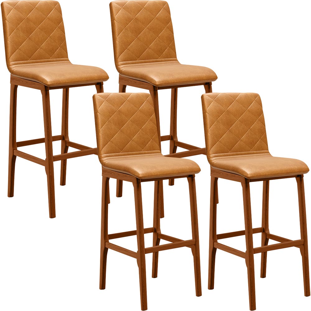 Kit 04 Banquetas Altas Para Cozinha Sala de Jantar Fixa Zoe B04 Couríssimo Whisky - Lyam Decor