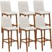 Kit 04 Banquetas Altas Para Cozinha Sala de Jantar Fixa Zoe B04 Linho Champagne - Lyam Decor