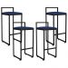 Kit 04 Banquetas Altas Para Cozinha Sala de Jantar Hanna L02 Preto Suede Azul Marinho - Lyam Decor