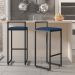 Kit 04 Banquetas Altas Para Cozinha Sala de Jantar Hanna L02 Preto Suede Azul Marinho - Lyam Decor