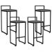 Kit 04 Banquetas Altas Para Cozinha Sala de Jantar Hanna L02 Preto Suede Cinza - Lyam Decor