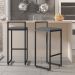 Kit 04 Banquetas Altas Para Cozinha Sala de Jantar Hanna L02 Preto Suede Cinza - Lyam Decor
