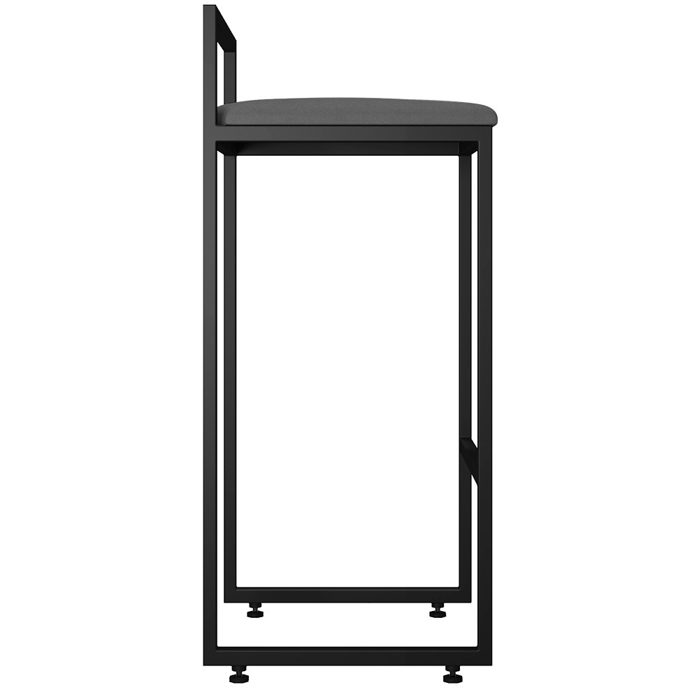 Kit 04 Banquetas Altas Para Cozinha Sala de Jantar Hanna L02 Preto Suede Cinza - Lyam Decor