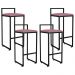 Kit 04 Banquetas Altas Para Cozinha Sala de Jantar Hanna L02 Preto Suede Rosê - Lyam Decor