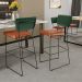 Kit 04 Banquetas Altas Sala Jantar Fixa Allana L02 Facto Verde Musgo Couríssimo Camel - Lyam Decor