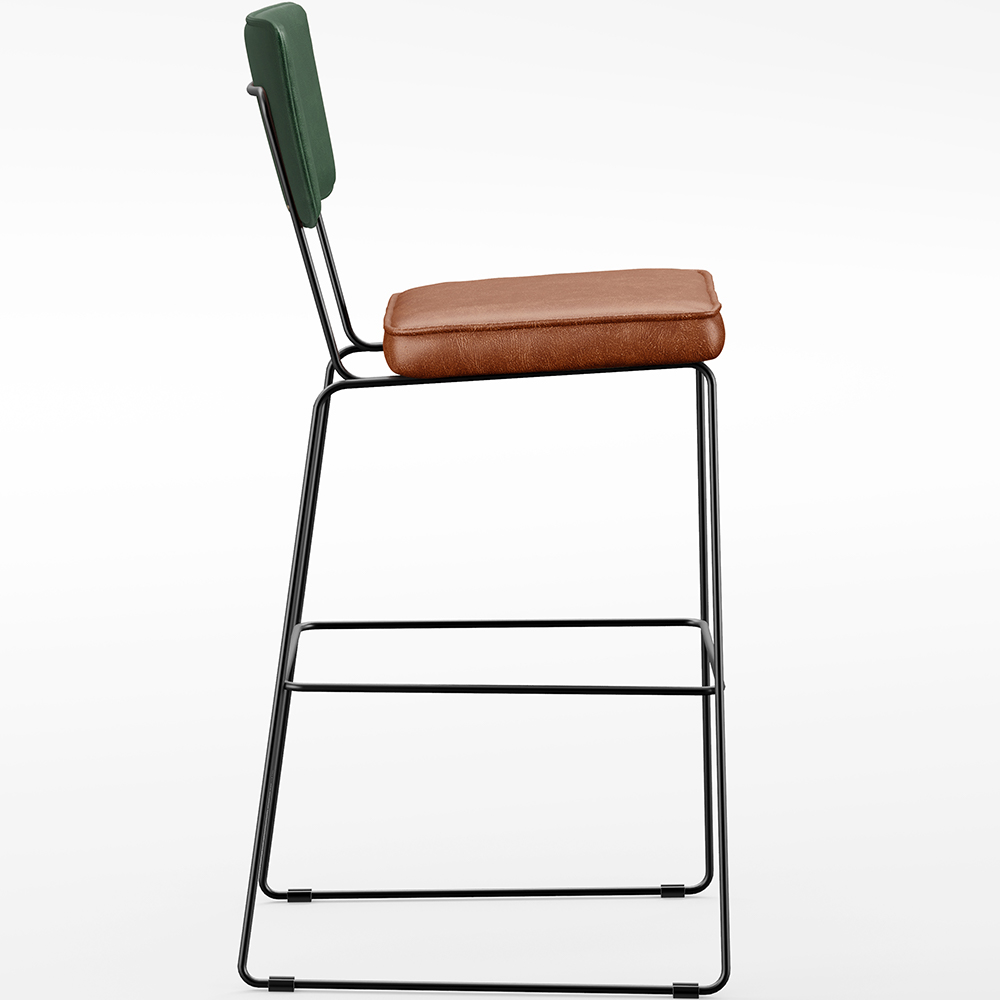 Kit 04 Banquetas Altas Sala Jantar Fixa Allana L02 Facto Verde Musgo Couríssimo Camel - Lyam Decor