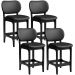 Kit 04 Banquetas Baixa Bar Cozinha E Sala De Jantar Fixa Betta L02 Couríssimo Preto - Lyam Decor