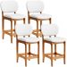 Kit 04 Banquetas Baixa Bar Cozinha E Sala De Jantar Fixa Betta L02 Imbuia Facto Branco - Lyam Decor