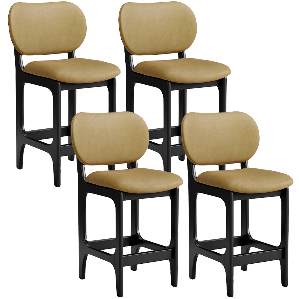 Kit 04 Banquetas Baixa Bar Cozinha E Sala De Jantar Fixa Betta L02 Preto Couríssimo Casco Fendi - Lyam Decor