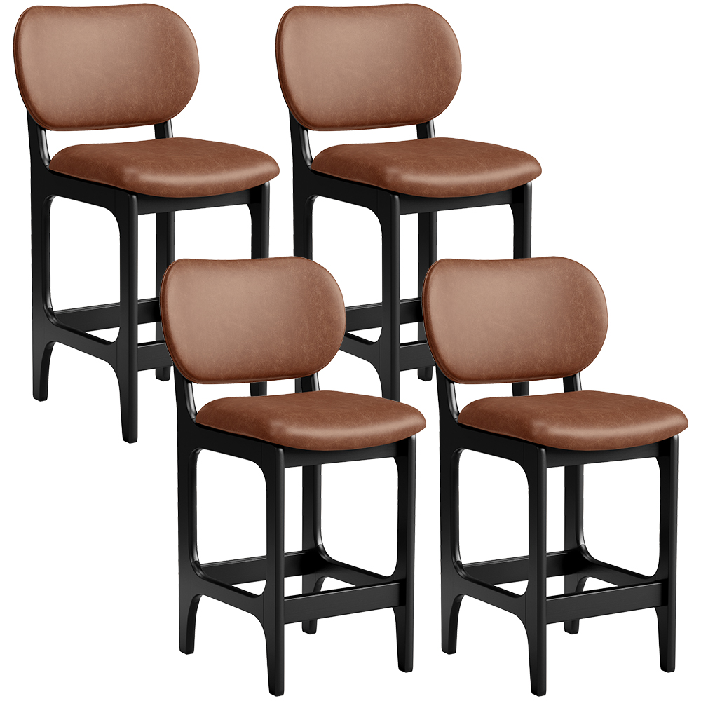 Kit 04 Banquetas Baixa Bar Cozinha E Sala De Jantar Fixa Betta L02 Preto Couríssimo Marrom - Lyam Decor