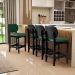 Kit 04 Banquetas Baixa Bar Cozinha E Sala De Jantar Fixa Betta L02 Preto Facto Verde Musgo - Lyam Decor