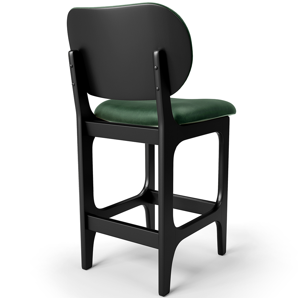 Kit 04 Banquetas Baixa Bar Cozinha E Sala De Jantar Fixa Betta L02 Preto Facto Verde Musgo - Lyam Decor