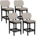 Kit 04 Banquetas Baixa Bar Cozinha E Sala De Jantar Fixa Betta L02 Preto Linho Bege - Lyam Decor