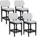 Kit 04 Banquetas Baixa Bar Cozinha E Sala De Jantar Fixa Betta L02 Preto Linho Cinza - Lyam Decor