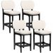 Kit 04 Banquetas Baixa Bar Cozinha E Sala De Jantar Fixa Betta L02 Preto Linho Cru - Lyam Decor