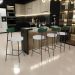 Kit 04 Banquetas Baixa Bar Cozinha E Sala De Jantar Milão L02 Facto Verde Linho Cinza - Lyam Decor