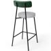 Kit 04 Banquetas Baixa Bar Cozinha E Sala De Jantar Milão L02 Facto Verde Linho Cinza - Lyam Decor