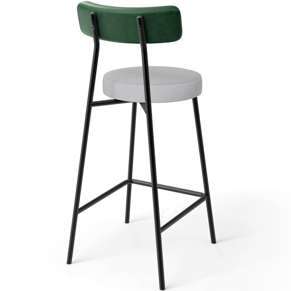 Kit 04 Banquetas Baixa Bar Cozinha E Sala De Jantar Milão L02 Facto Verde Linho Cinza - Lyam Decor