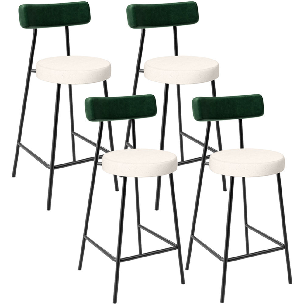 Kit 04 Banquetas Baixa Bar Cozinha E Sala De Jantar Milão L02 Facto Verde Linho Cru - Lyam Decor