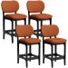 Kit 04 Banquetas Baixa Bar Cozinha E Sala DeJantar Fixa Betta L02 Preto Tecido Terracota - Lyam Decor