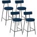 Kit 04 Banquetas Baixa Bar Cozinha Sala De Jantar Em Aço Milão L02 Suede Azul Marinho - Lyam Decor