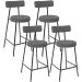 Kit 04 Banquetas Baixa Bar Cozinha Sala De Jantar Em Aço Milão L02 Suede Cinza - Lyam Decor
