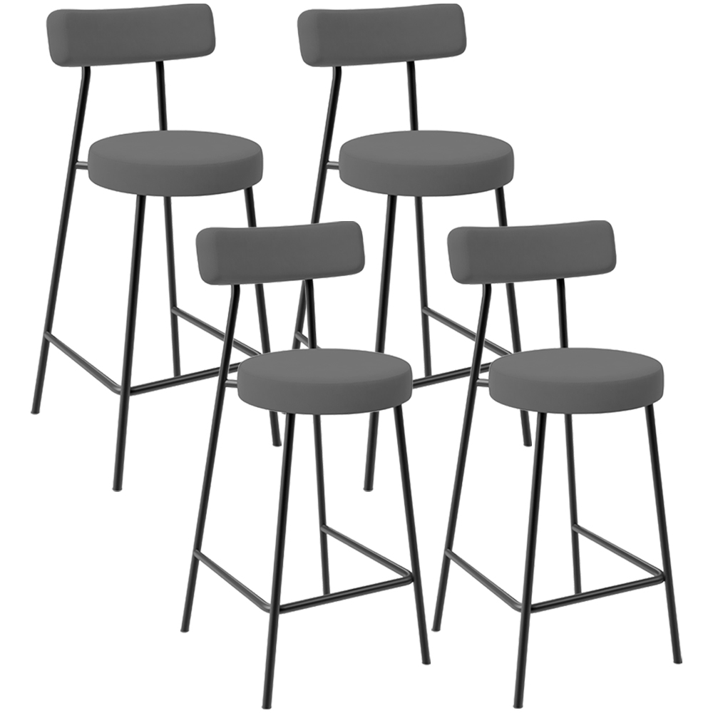 Kit 04 Banquetas Baixa Bar Cozinha Sala De Jantar Em Aço Milão L02 Suede Cinza - Lyam Decor