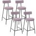 Kit 04 Banquetas Baixa Bar Cozinha Sala De Jantar Em Aço Milão L02 Suede Rosê - Lyam Decor
