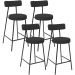 Kit 04 Banquetas Baixa Bar Cozinha Sala De Jantar Estrutura Em Aço Milão L02 Suede Preto - Lyam Decor