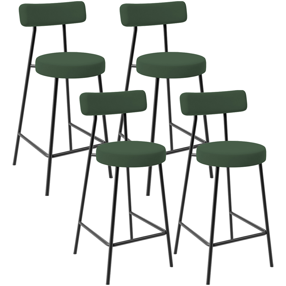 Kit 04 Banquetas Baixa Bar Cozinha Sala De Jantar Milão L02 Suede Verde Musgo - Lyam Decor