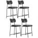 Kit 04 Banquetas Baixa Bar Cozinha Sala De Jantar Preto Elira L02 Couríssimo Preto - Lyam Decor